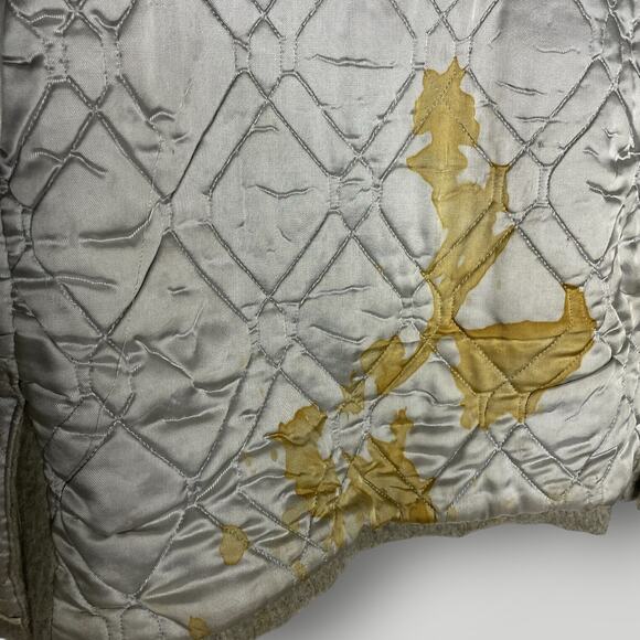 Vintage 1940s King-O-Wear Wool Cashmere Coat Long Gray Leather Buttons Large - Picture 6 of 8